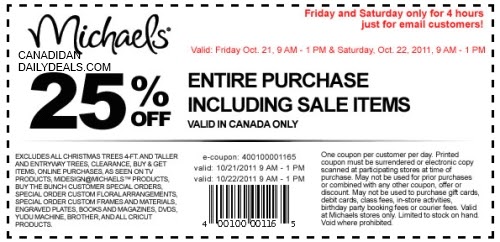Michaels in store coupon off entire purchase
