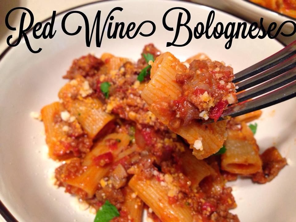 Red Wine Bolognese over Rigatoni Pasta