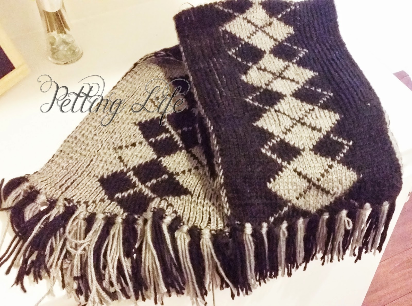 Petting Life Double sided Two Tone Scarf [Knitting Tutorial]