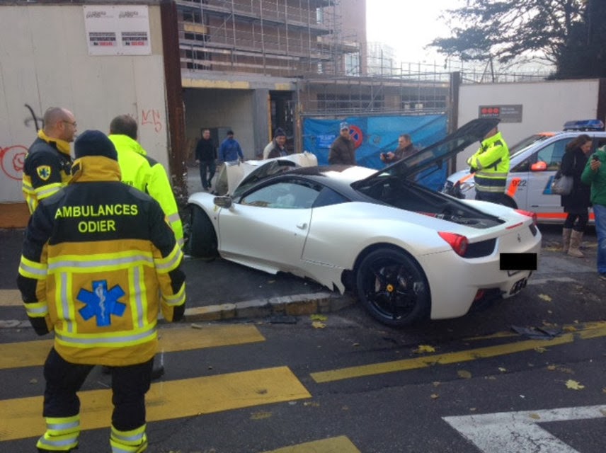 Young Driver Showing Off Crashes Ferrari 458 Italia In Geneva