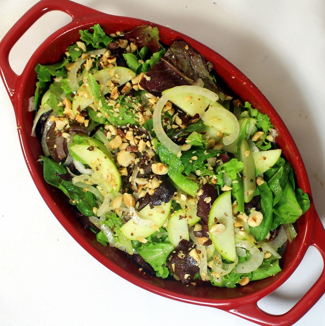 52 Ways to Cook Dressed Up Mixed Greens Salad with Hazelnuts and Jam
