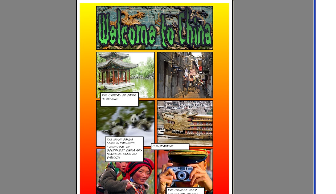 HTS 4th Grade Technology Blog: Wow! Look at our China Comic Life Projects!