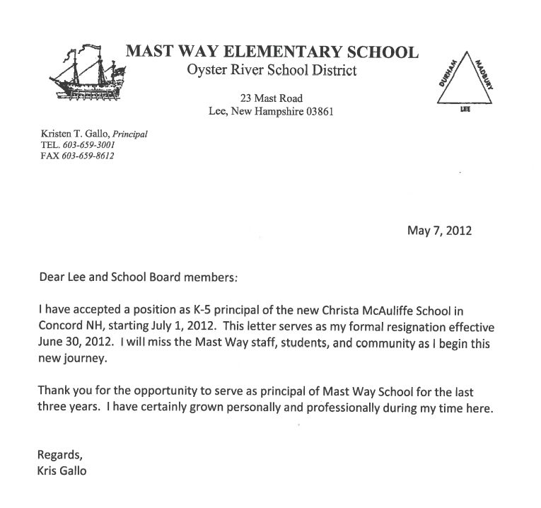 teacher letter of resignation template