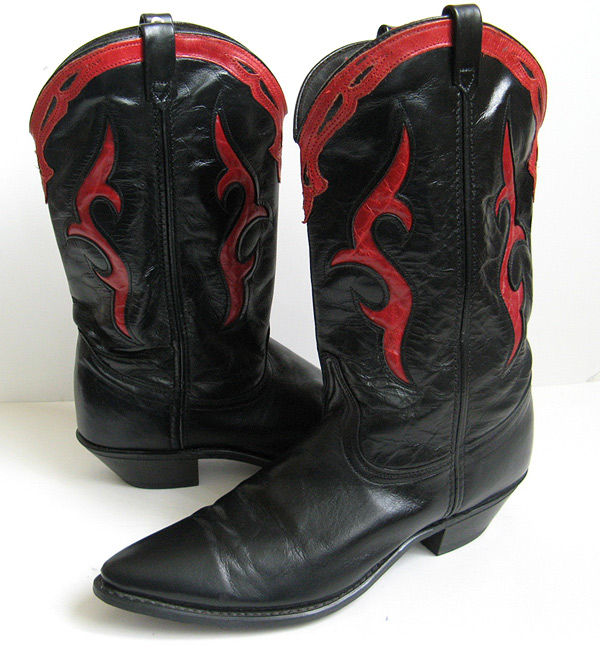 GRINGO DINGO BLACK RED LEATHER COWBOY BOOTS WOMENS SIZE 10