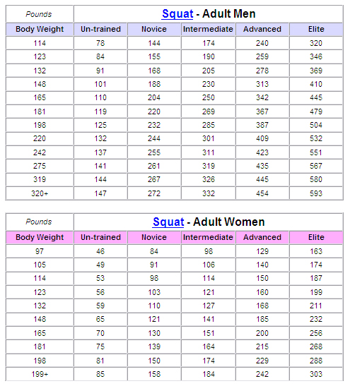 el fitnesse en mi see where you stand in this chart squat weight chart