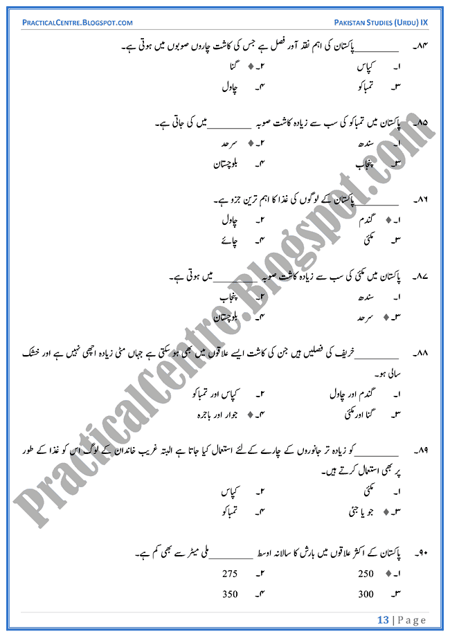 resources-of-pakistan-mcqs-pakistan-studies-urdu-9th