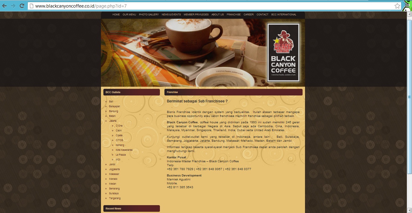 It S My Blog Franchise Black Canyon Coffee Dan Analisis Mengenai Official Website Nya