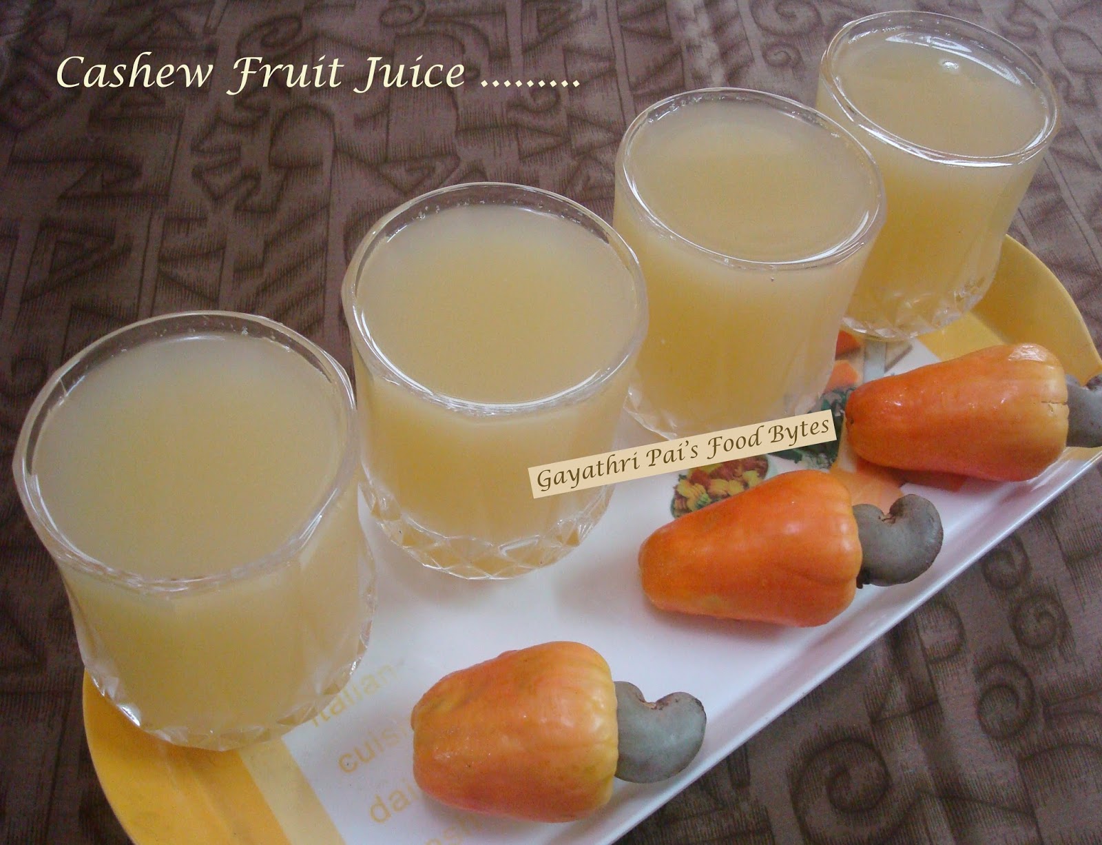 Gayathri Pai's Food Bytes Chilled Cashew Fruit Juice.