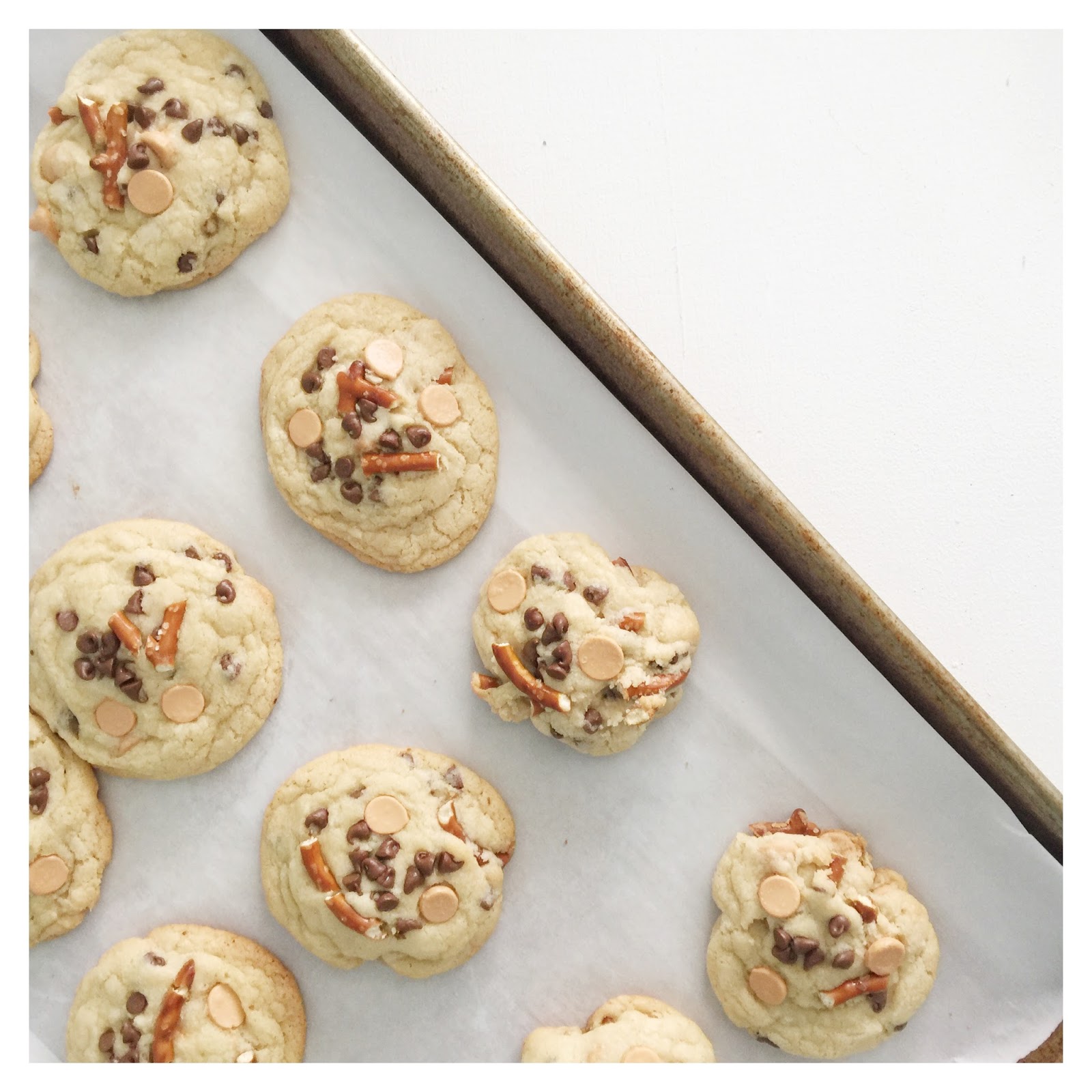 All Things Pink and Pretty Butterscotch, Pretzel & Chocolate Chip Cookies