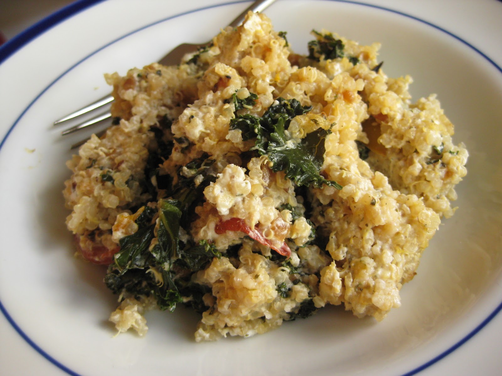 Sweet Peas and Pumpkins Quinoa with Sauteed Kale and Goat Cheese