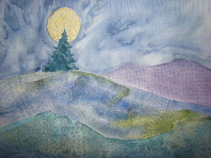 Creative Inspirations Zentangle Landscape/ Pen and Ink and Watercolor