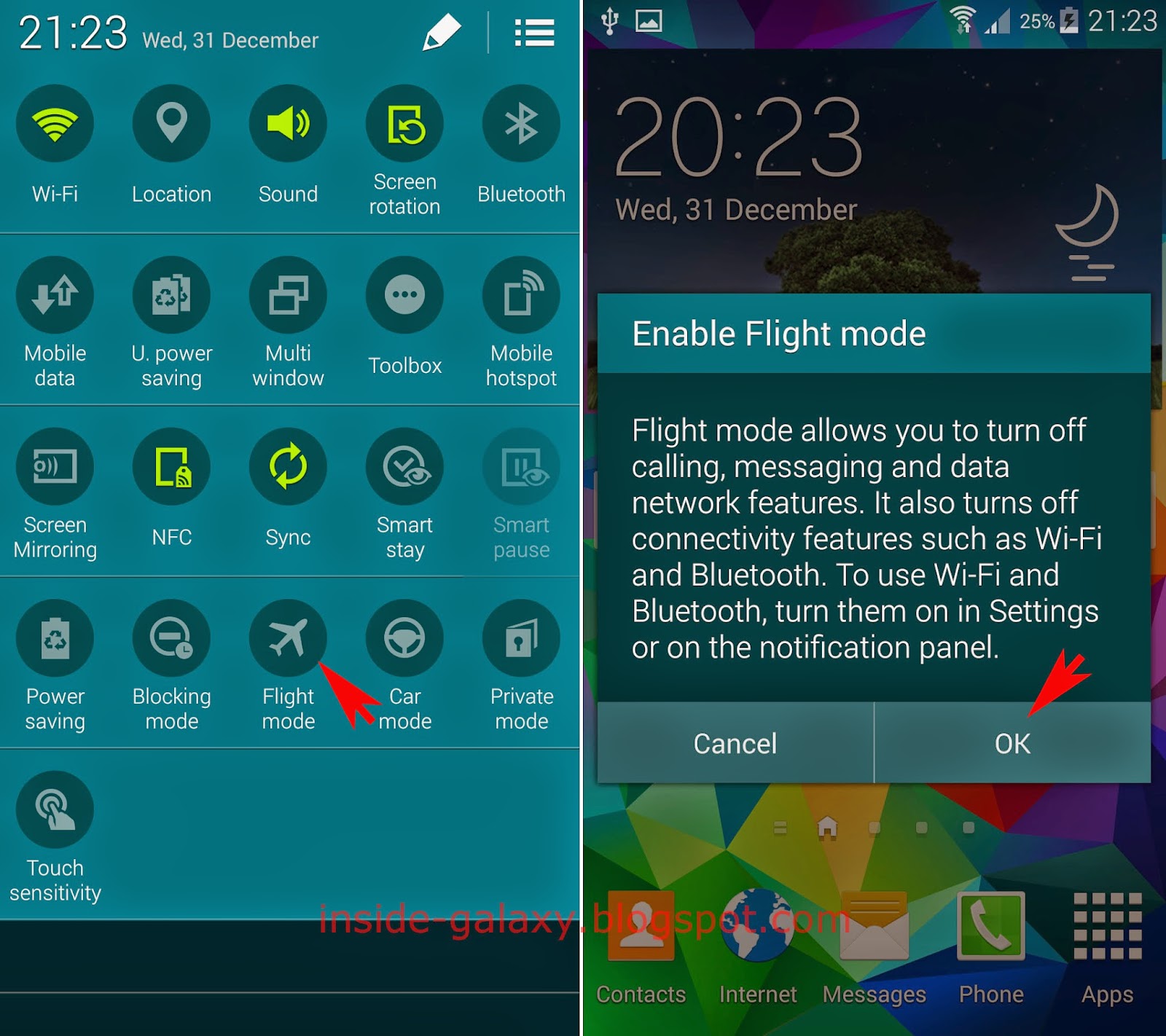 Inside Galaxy Samsung Galaxy S5 How to Enable Flight Mode in Android
