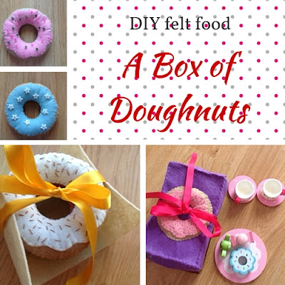DIY felt food - a box of doughnuts - tutorial and pattern
