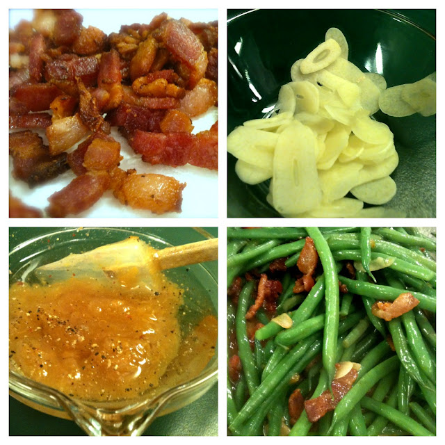 Apricot Glazed Haricots Verts with Bacon # KaceyCooks- GREAT Thanksgiving side dish.