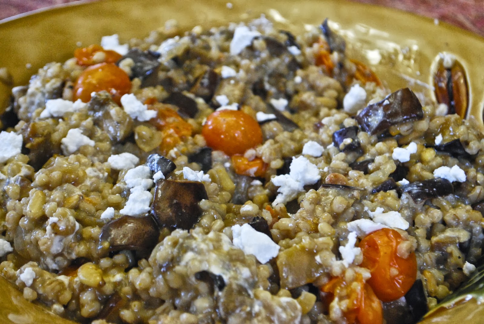 "Pointless" Meals Barley Risotto with Eggplant and Tomatoes