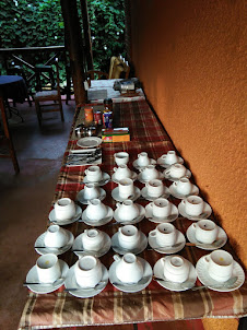 Early morning breakfast at  " Mango Bar " in Gorilla African guest House.