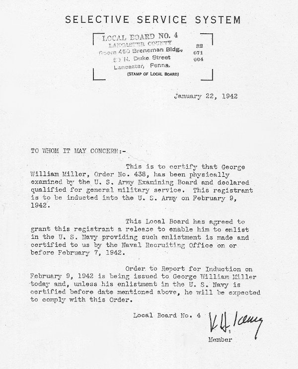 A Miller Family's Ancestry Lancaster County, PA Miller and World War II