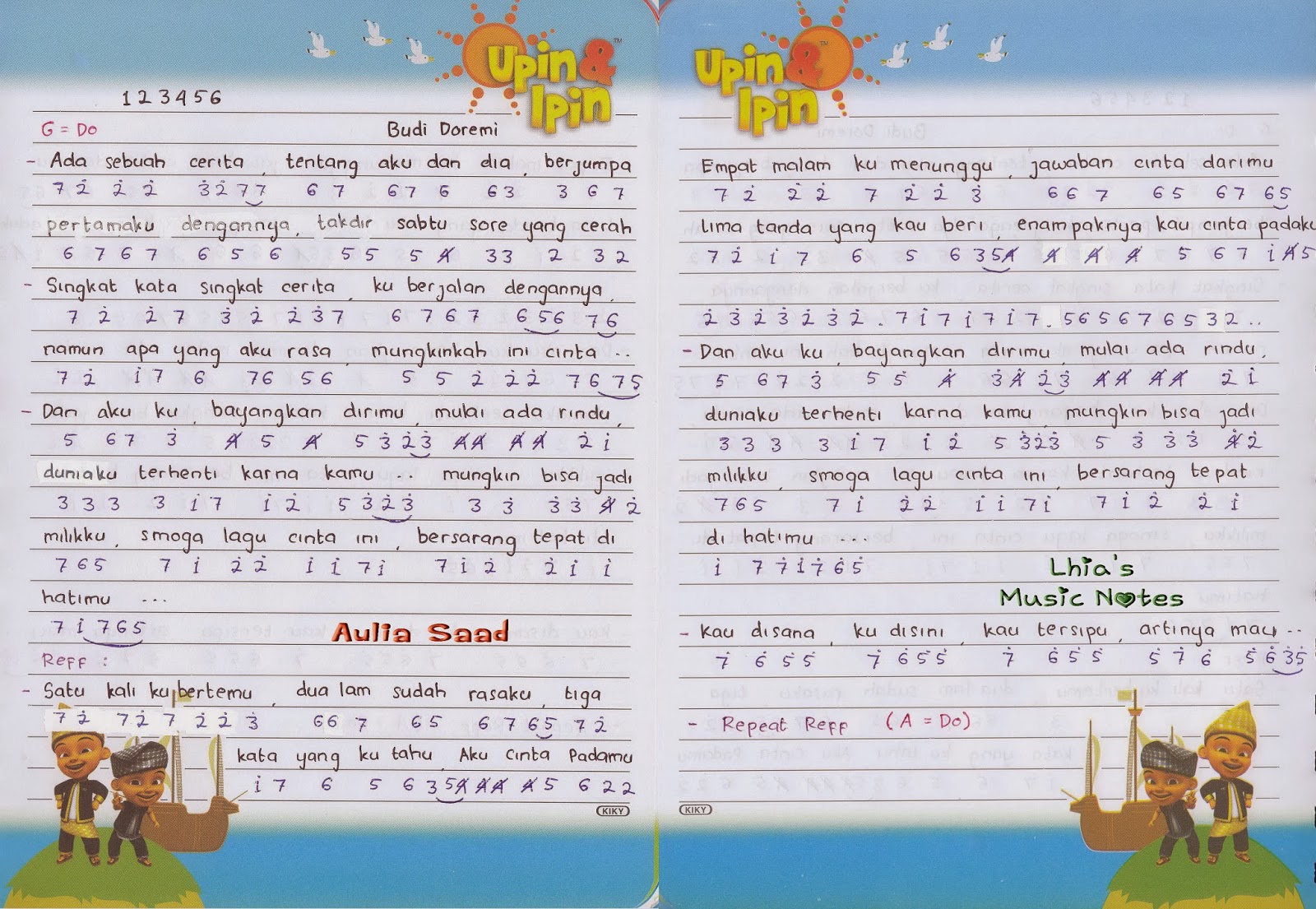 not angka budi doremi 123456 aulia world not angka budi doremi 123456 aulia world