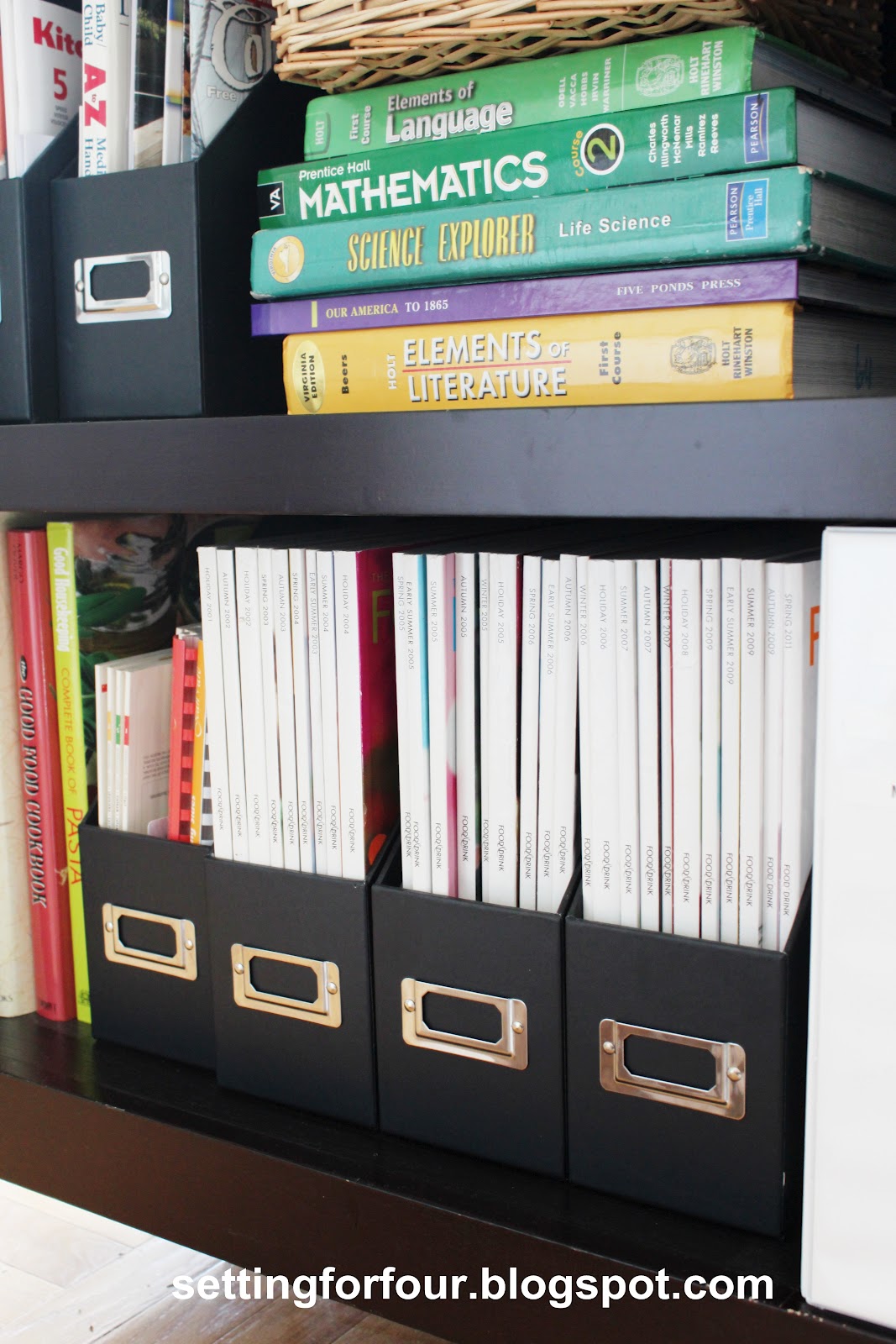 Bookcase Family Organizer Setting for Four