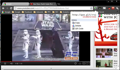 This Youtube video has quite a lengthy URL. goo.gl URL Shortener should do the trick! click-goo.gl-url-shortener-to-shorten-current-page-link-best-google-chrome-extensions-top-chrome-extensions-top-google-chrome-extensions