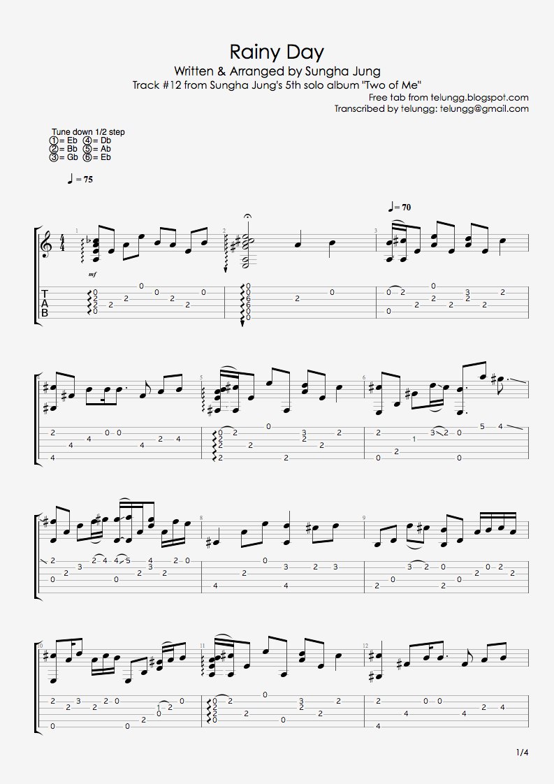 somebody that i used to know sungha jung tabs