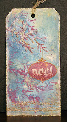 christmas, tag, gelli plate