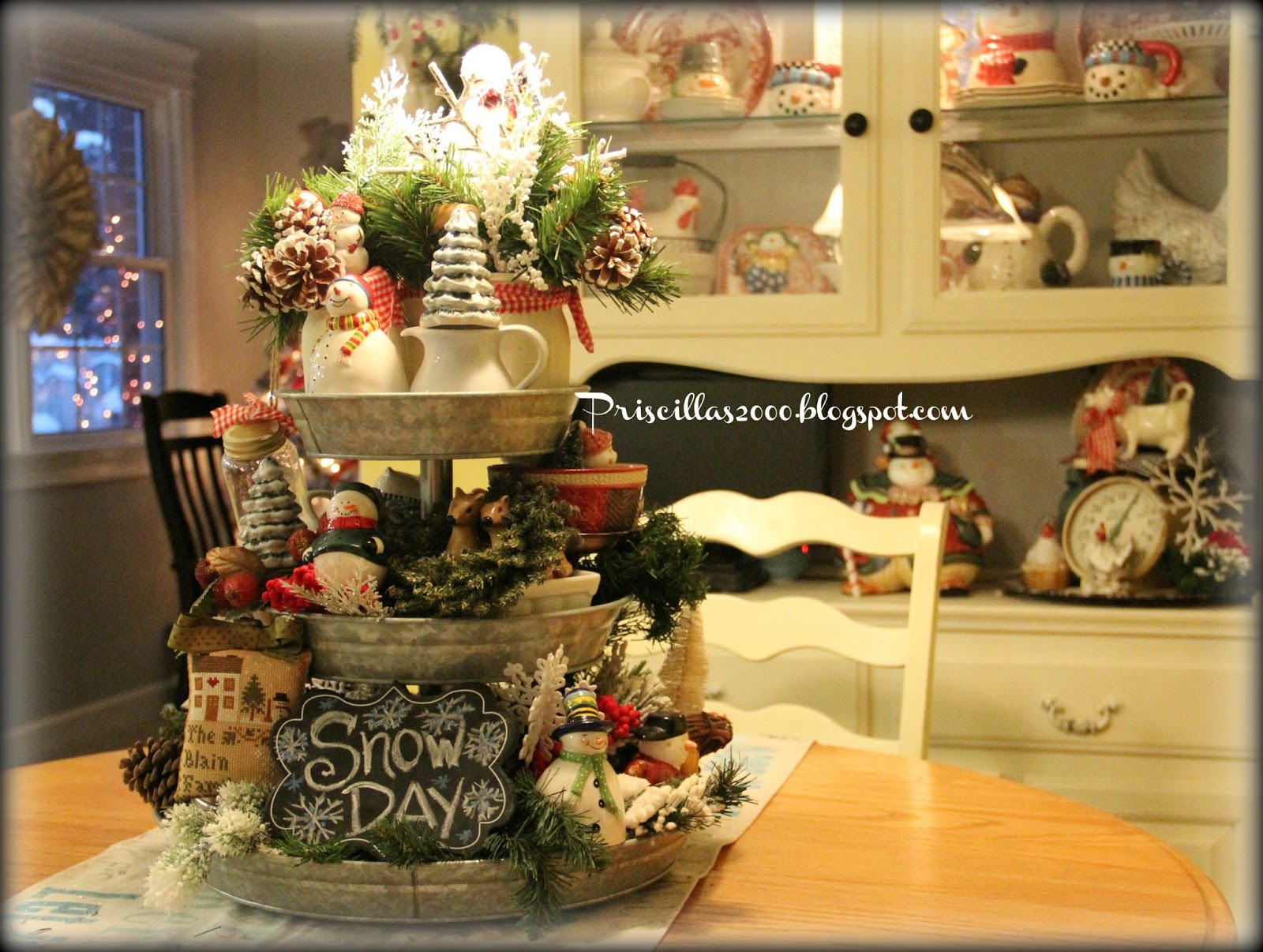 Priscillas The Winter Galvanized Tiered Tray