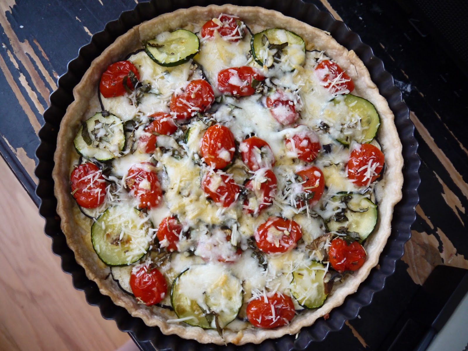 Whisking Through Life Eggplant Zucchini Tomato Tart for a light summer