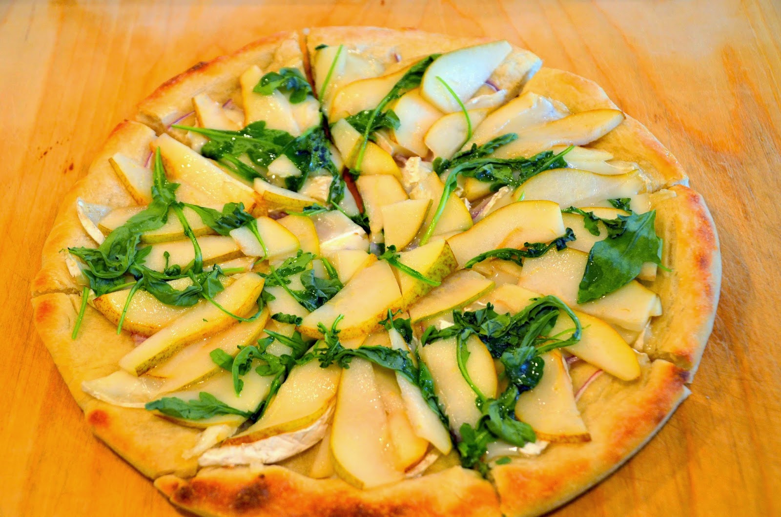 Mennonite Girls Can Cook Brie, Pear, and Arugula Pizza