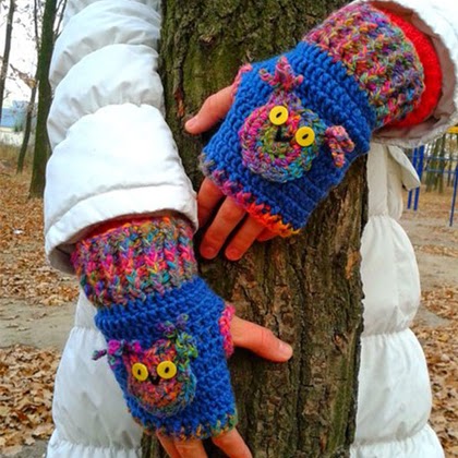 How To Crochet Fingerless Owl Gloves