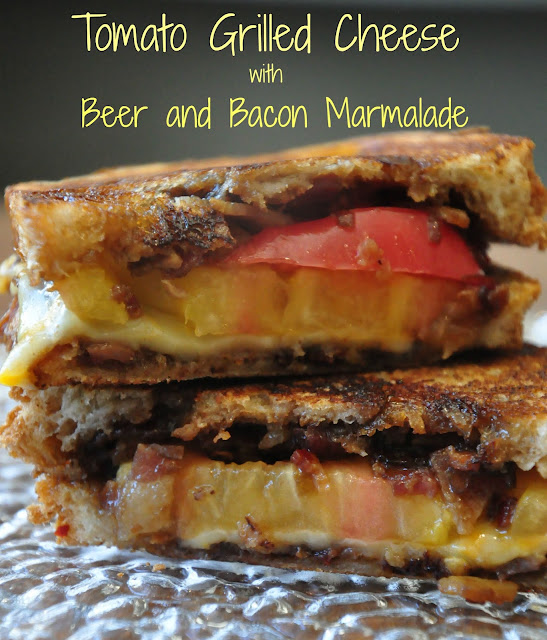 Bite Me Tomato Grilled Cheese with Beer and Bacon Marmalade