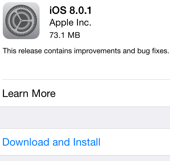 Apple iOS 8.0.1 (12A402) Firmware Update Apple iOS 8.0.1 (12A402) Firmware Update
