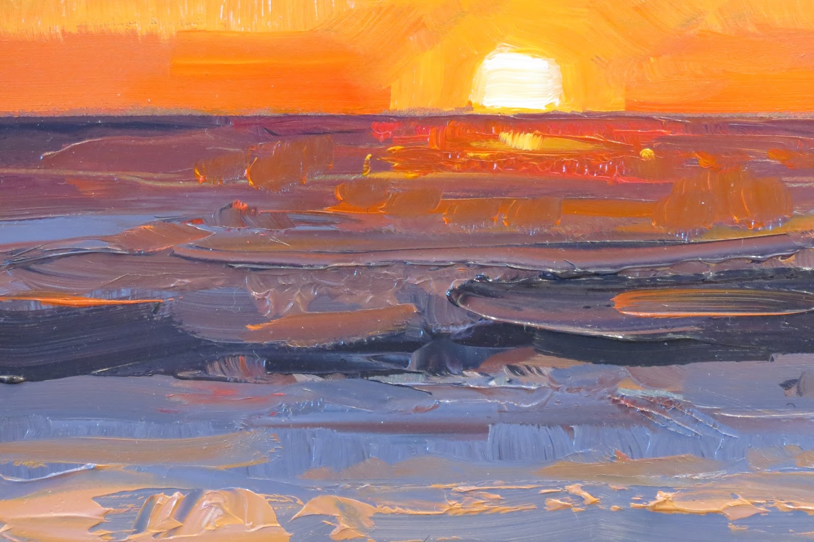 Cristall Harper Art Five Seascapes Peaceful, Darkness, Orange Beach I