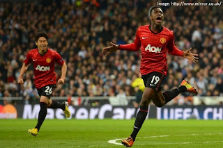 Danny Welbeck after scoring to Real in Madrid