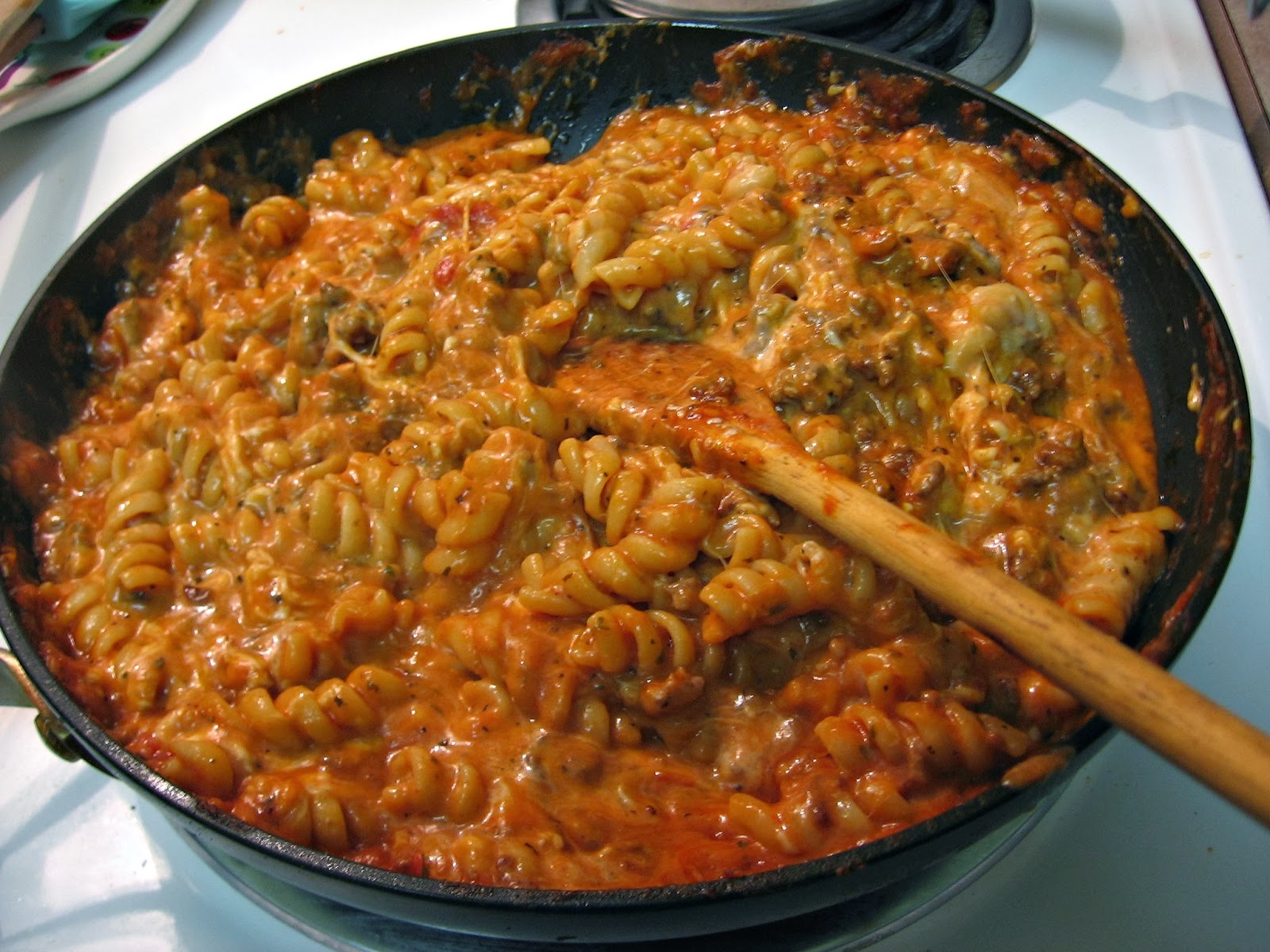 Slice of Southern Rotini Skillet Lasagna