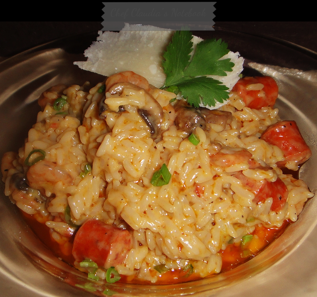 Chef Claudia´s Notebook Risotto de camarones con chistorra