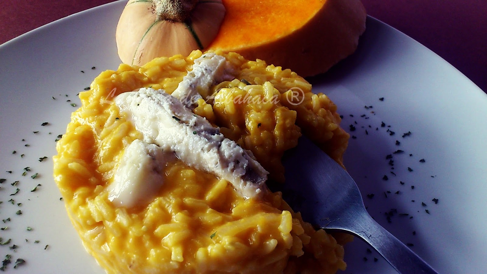 Risotto de calabaza y Risotto alla zucca e zola / La Hoja