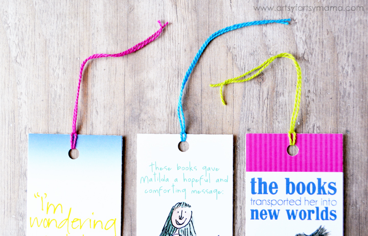 Free Printable Roald Dahl Bookmarks and DIY Mini Tassel Tutorial at artsyfartsymama.com