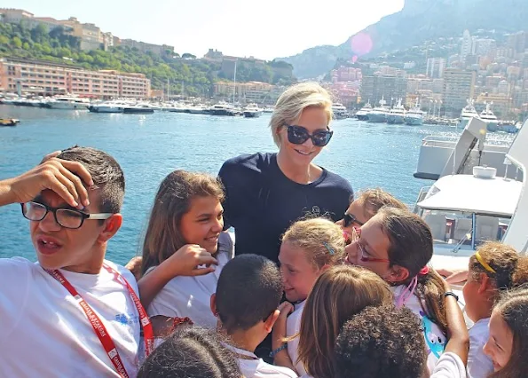 Princess Charlene of Monaco visited the Oceanographic Museum with the students in Monaco 