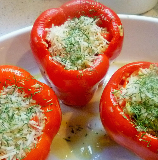 Lindaraxa Stuffed Red Bell Peppers With Salmon And Yellow Rice