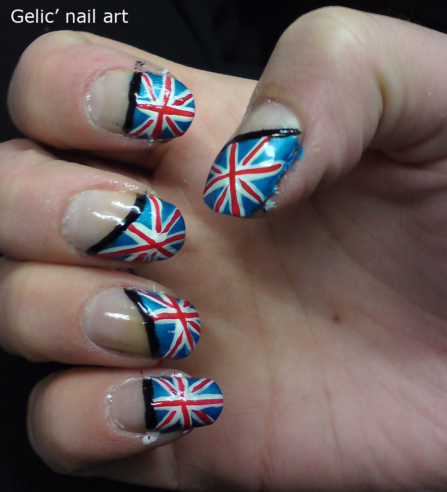Gelic' nail art Great Britain flag nail art/ England flag nail art