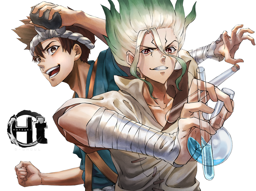 Senku and Chrome (Dr.Stone) - Render by D4rkawaii.