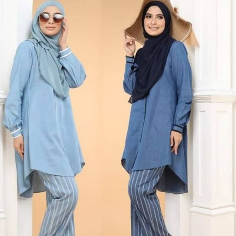 Dah boring asyik pakai baju kurung je. Restok atas permintaan ramai Denim Suit