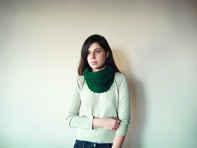 http://www.etsy.com/listing/168978899/pine-green-scarf-cowl-hand-knit-scarf