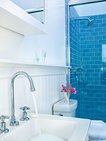 Blue Subway Tile Bathroom