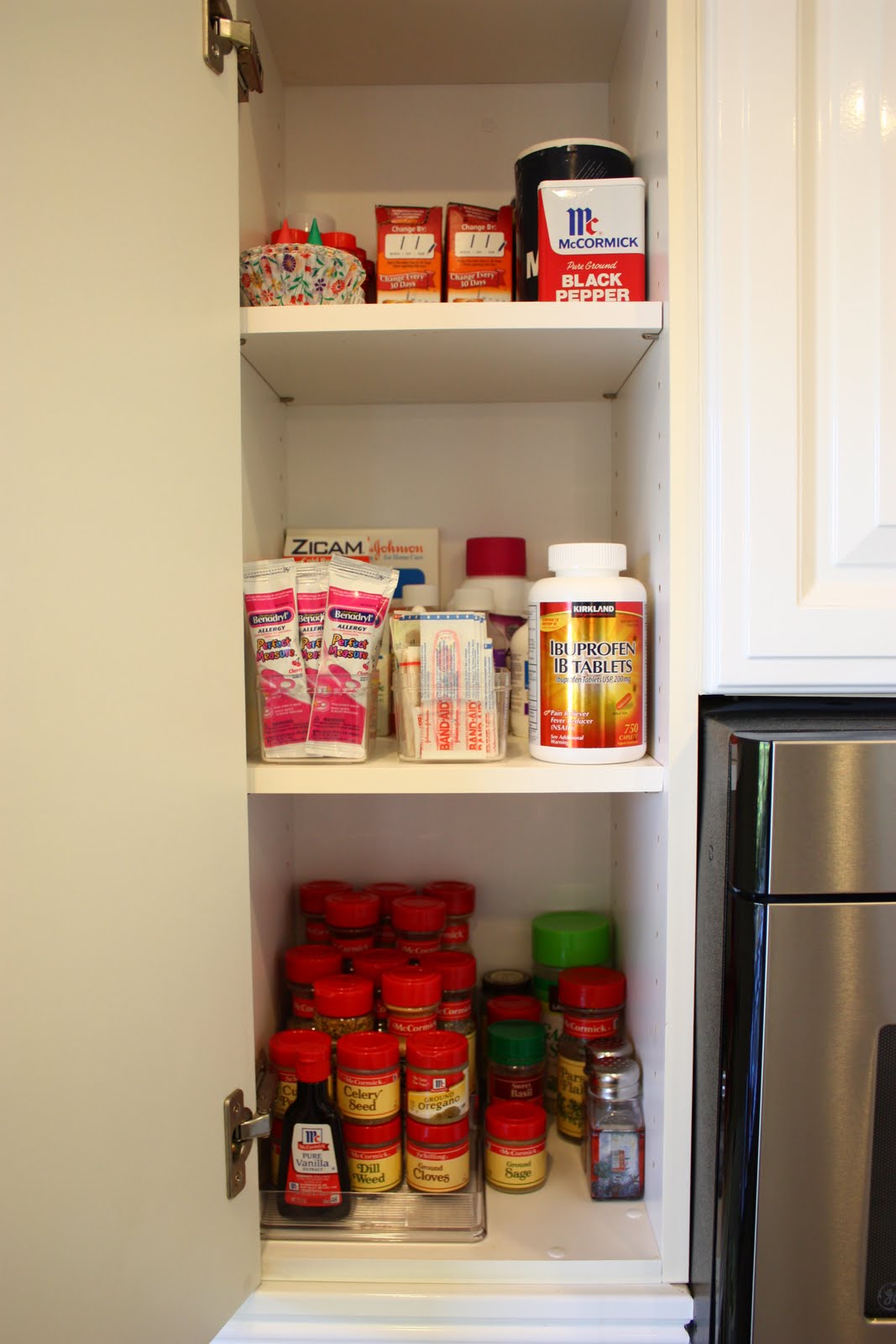 Drop down spice rack used as medicine organizer Or as a spice