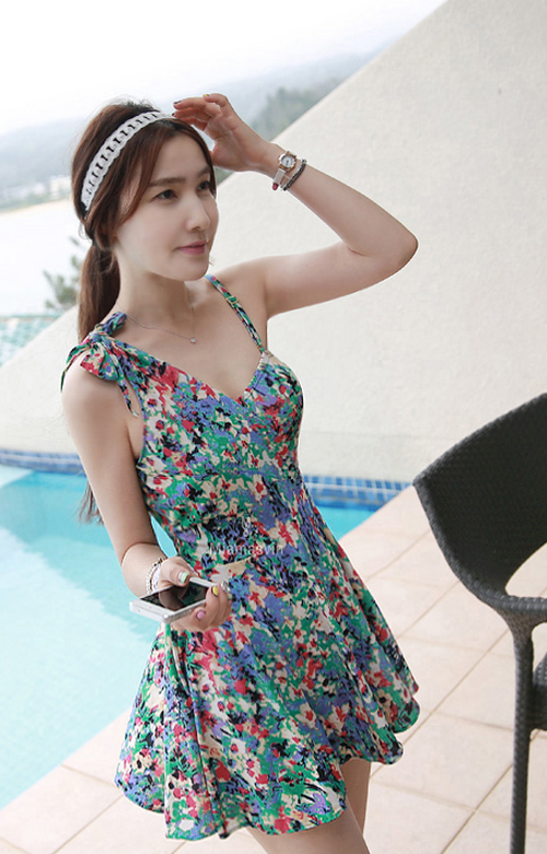 [Miamasvin] Abstract Print Swim Dress KSTYLICK Latest Korean Fashion KPop Styles