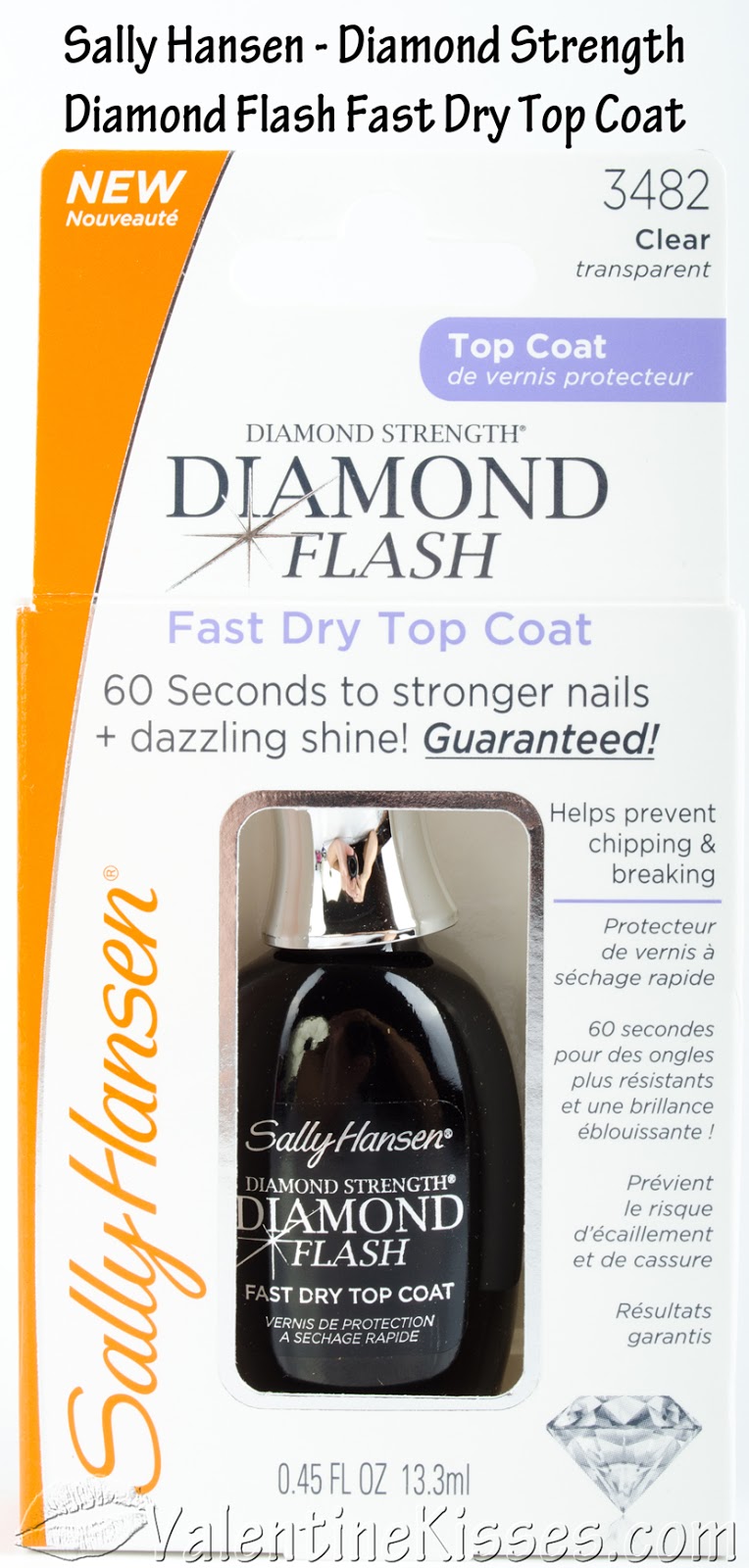 Valentine Kisses Sally Hansen 2 top coats Diamond Flash Fast Dry