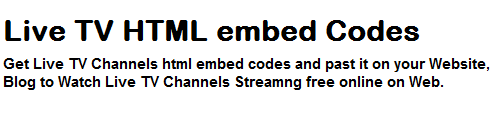 Live TV HTML Embed Codes