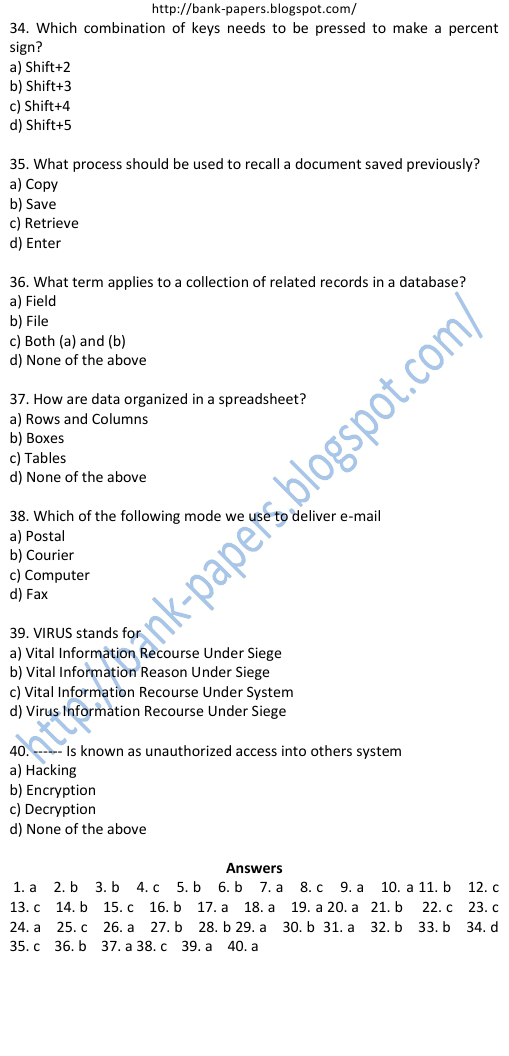 State Bank Of India Question Papers